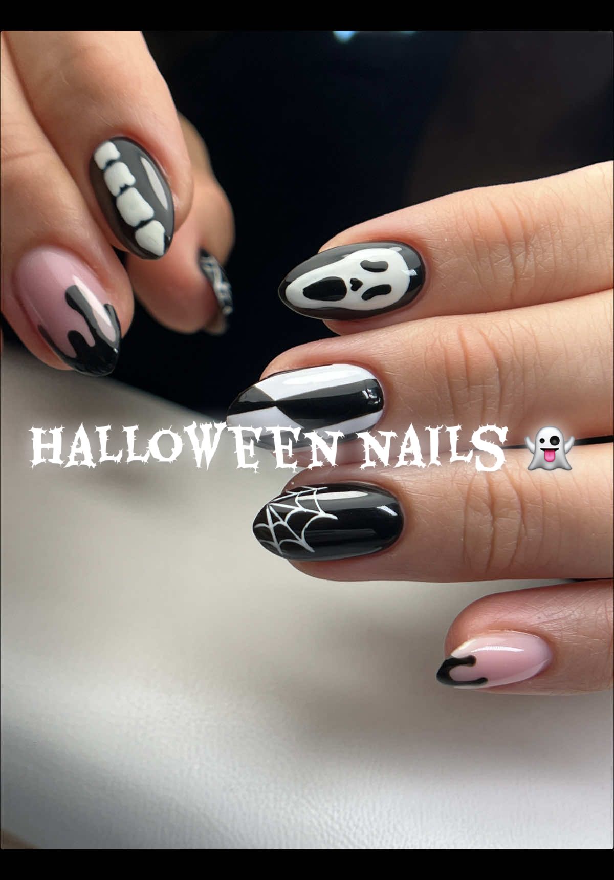 Halloween nails 👻🎃💀#nails#halloweennails#nailsartvideos#biabnails#nailpage 