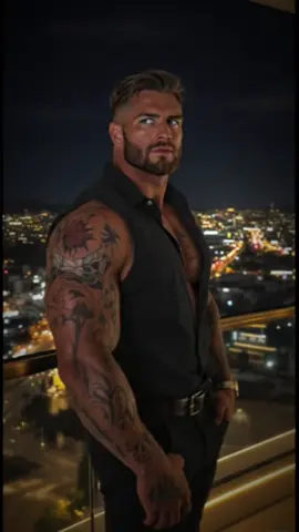 Most Handsome Guy 💫 Night city vibes perfection 🌃🔥 #tatoo #model #handsome #men #night 