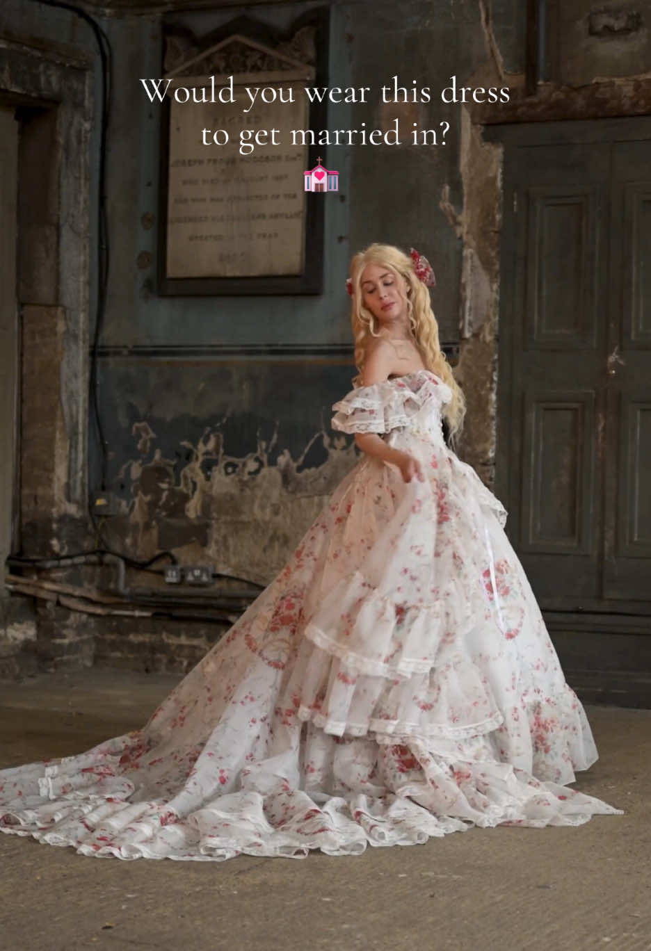 So… would you? 🤍 Wedding dresses in mostly white but with coloured floral accents are so beautiful, don’t you think! Or do you prefer pure white or ivory? This one’s the Tuileries Epic Romance Bridal Gown 🤍 ❤️  #weddingdress #weddinggown #fairytale #gown #lace 