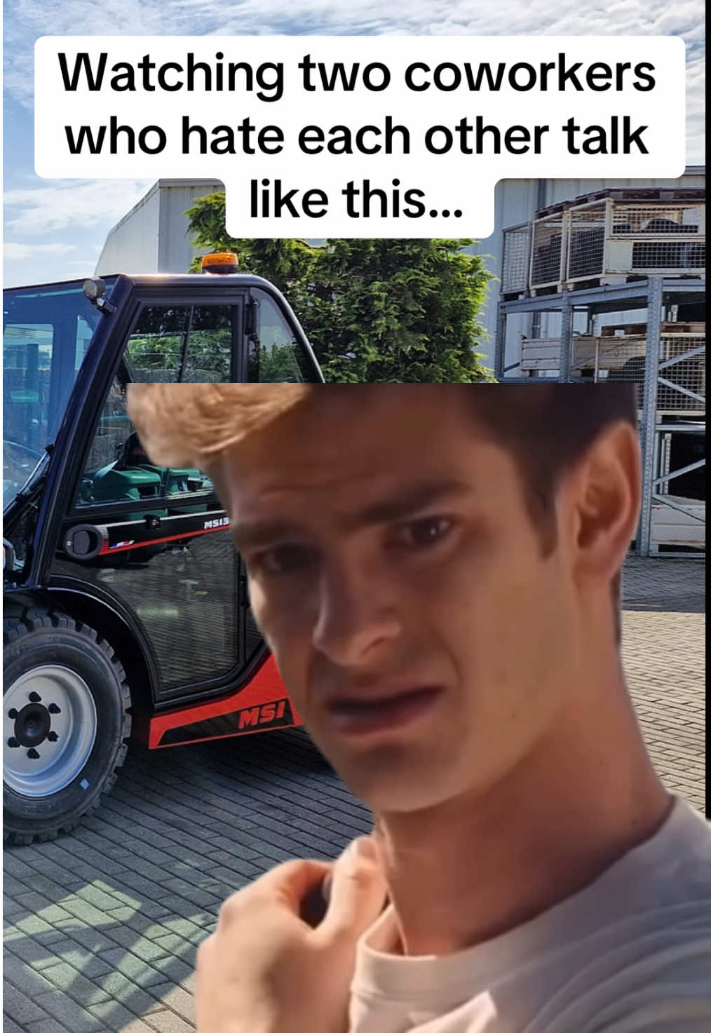 They became friends after 🤣🤦‍♂️ #coworkersbelike #coworkers #hate #work #worklife #workhumor #workmemes #9to5 #fypシ #forkliftoperator #construction #bluecollar #memesdaily #viral #comedy #relateable #funny #workplace #workflow #friends #enemies 