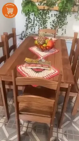 Conjunto de mesa com 6 cadeiras em madeira maciça! 🤌🏼💕 #mesacom6cadeiras #jogodemesamadeira #jogomesadejantar #conjuntomesajantar #conjuntomesamadeira 