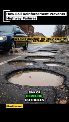 How Soil Reinforcement Prevents Highway and Structural Failures Highways may look strong on the surface, but their real strength lies beneath the asphalt. When the soil below a highway is weak, cracks, rutting, and even full pavement failures can occur over time. That’s where soil reinforcement comes in. #civilengineer #construction #highway #building #viral 