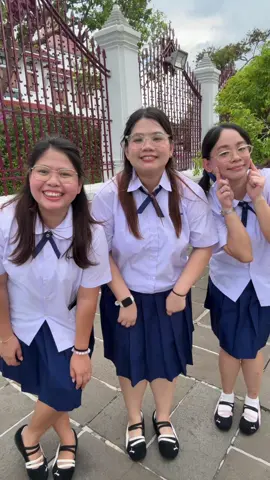 This is your sign to rent Thai student uniforms with your girls 🩵  #Bangkok #Thailand #ThaiStudentUniform 