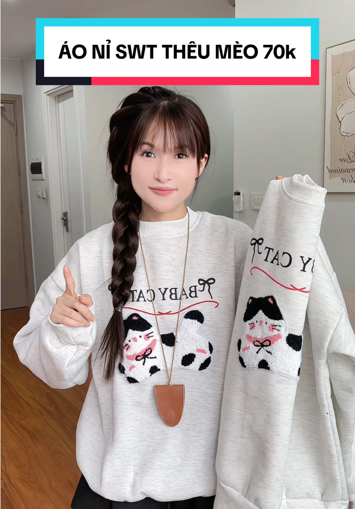 ÁO NỈ SWT THÊU MÈO 70k #aoni #hoodie 