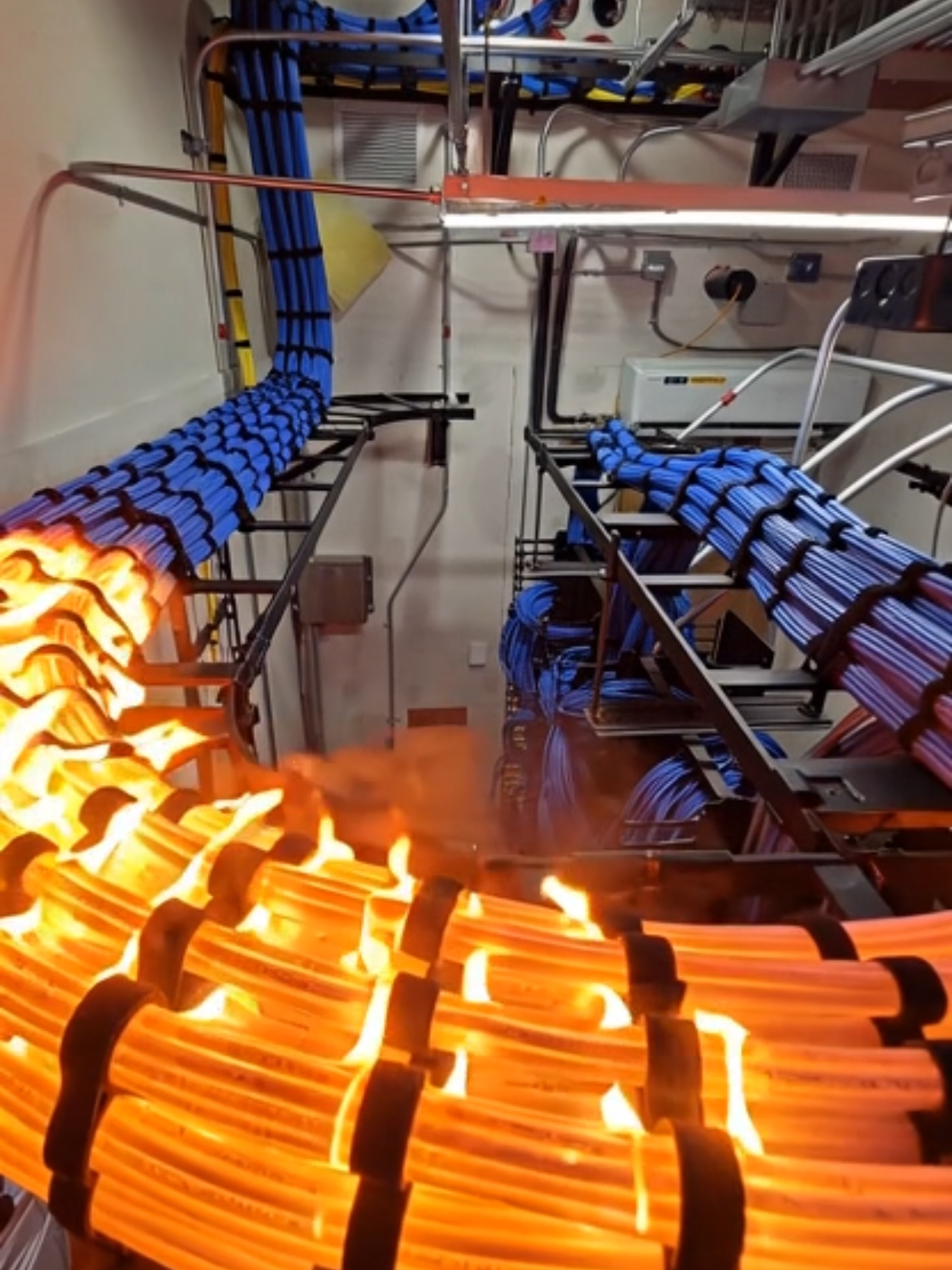 This is why Plenum cable is so important.  If you use non plenum cable and run PoE, it will catch on fire.  Safety first. #nowyouknow #it #networking #construction #jokes 