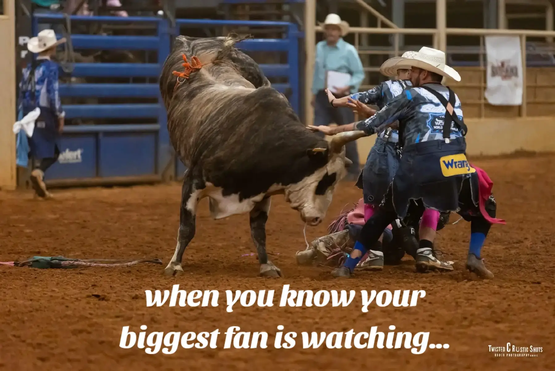 she's a big fan of her daddy #rodeo #bullfighter #cowboy #texas 