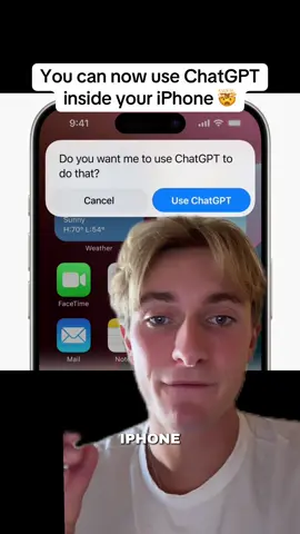 ChatGPT is officially built into your iPhone. You can literally ask Siri anything and it’ll use ChatGPT to answer. #chatgpt #ai #aitools #appleintelligence @ChatGPT 