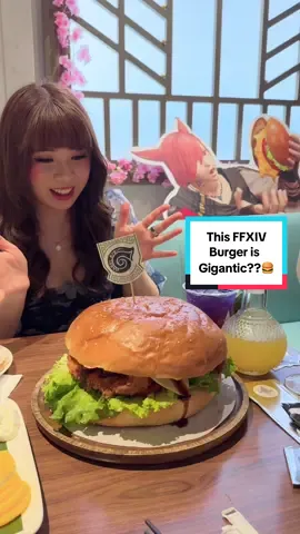 Probably one of the biggest burgers you’ll ever see is located in the FFXIV Hydaelyn Cafe in Shanghai, China lol??? I made the mistake of ordering this burger even though we were a party of two, and all the tables around us looked at us like we were crazy when we ordered it 😂 At least it was delicious though lmao 🍔 I did it for G’raha 😆 #FFXIV #FinalFantasy #FinalFantasyXIV #FF14 #ファイナルファンタジー