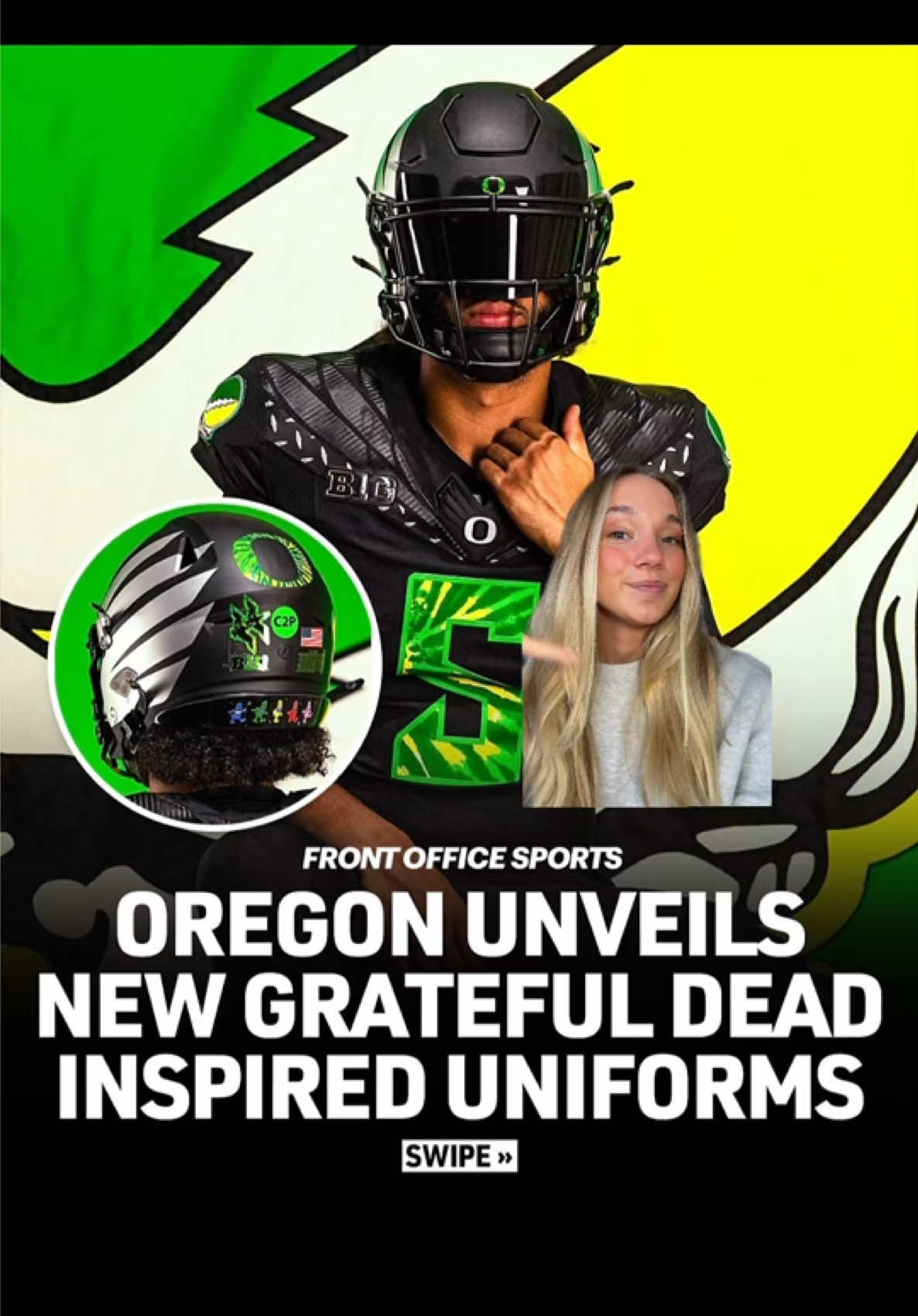 Oregon unveiled its “Grateful Ducks” uniform for Saturday’s tie-dye out at Autzen Stadium 🦆 #greenscreen #CollegeFootball #oregonducks #oregon 