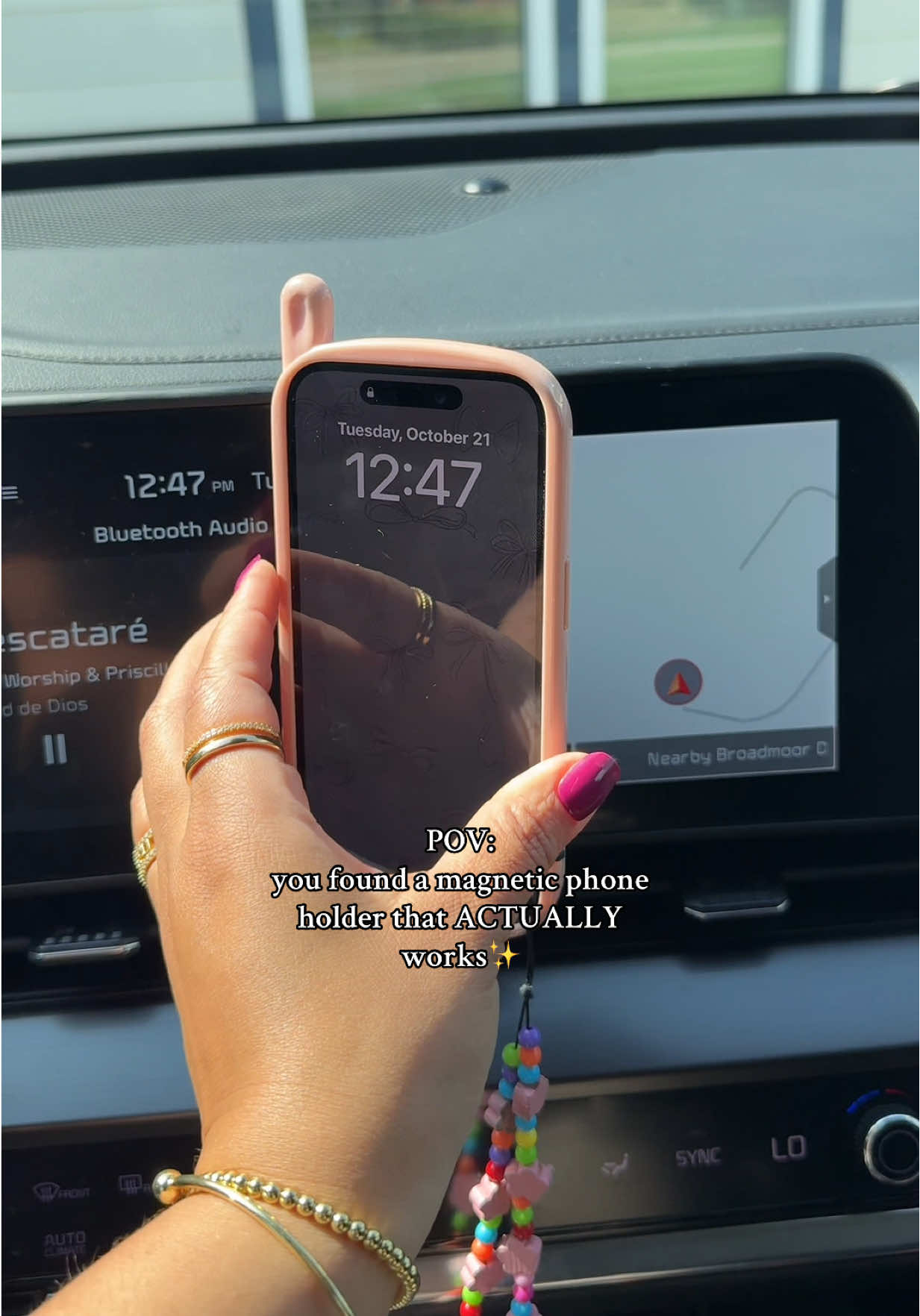 This one ACTUALLY works and holds your phone so securely! Love it😮‍💨 I can get so many angles✨🙌🏼 #phoneholder #phonesuctionmount #magneticphoneholder #tripod #contentcreator  