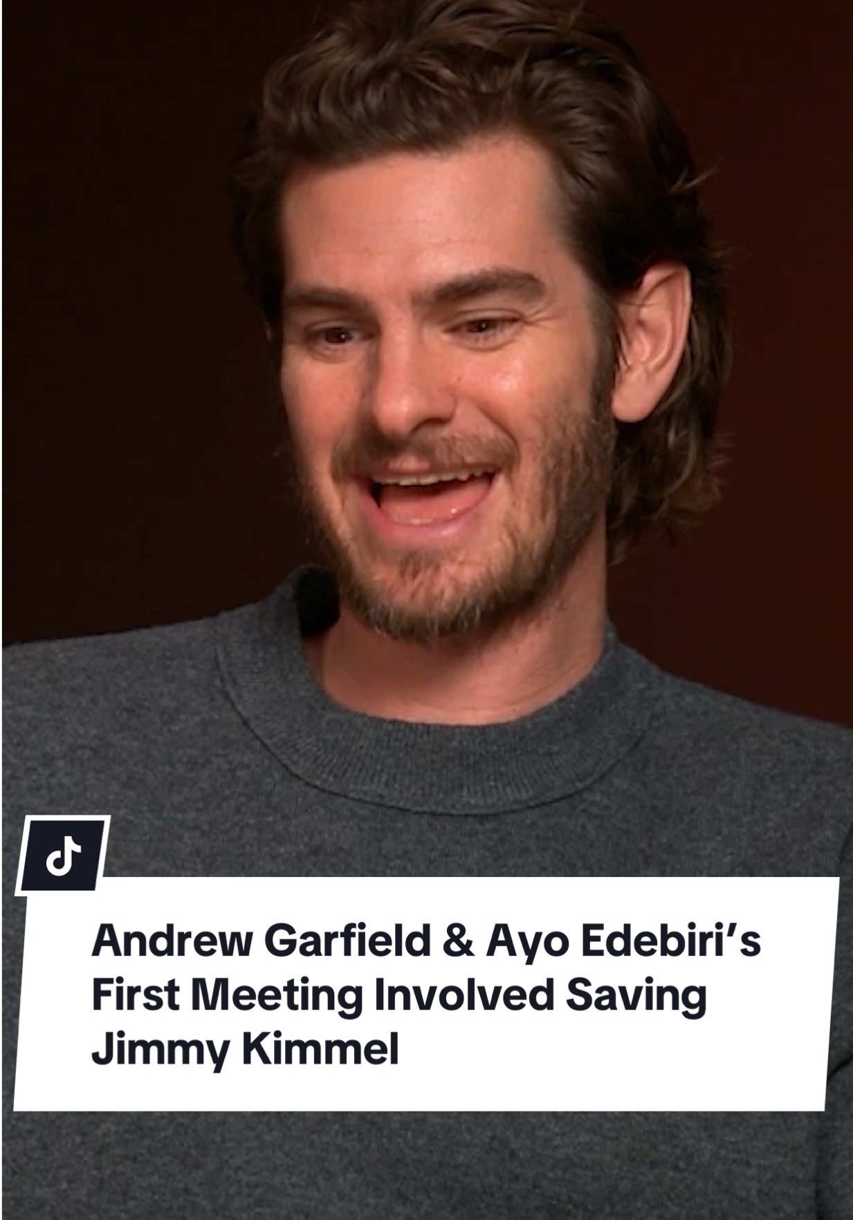 When Andrew met Ayo… and they saved #JimmyKimmel (the first time). #AndrewGarfield #AyoEdebiri #AfterTheHunt 