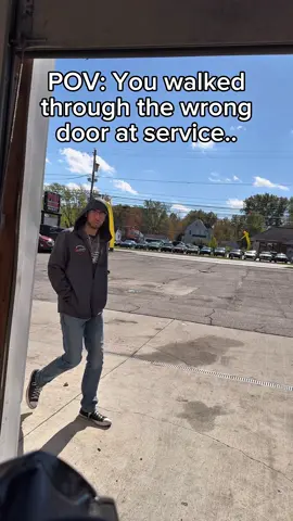 Walking through the wrong door at the service center.. #skit #mechanic #service #fyp #reels 
