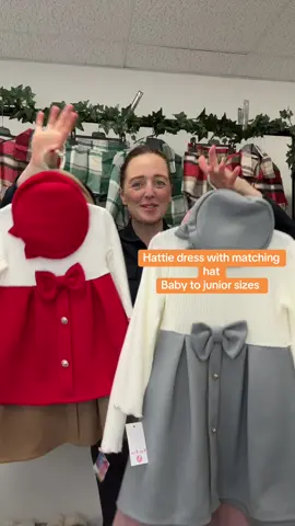 The Hattie dress with a hat to match! Variety of colour from baby to junior up to age 12 shop the link to order #gingerivychildrensboutique #christmasoutfit #dressesforchristmas #christmasdress #kidsboutiqueclothing 