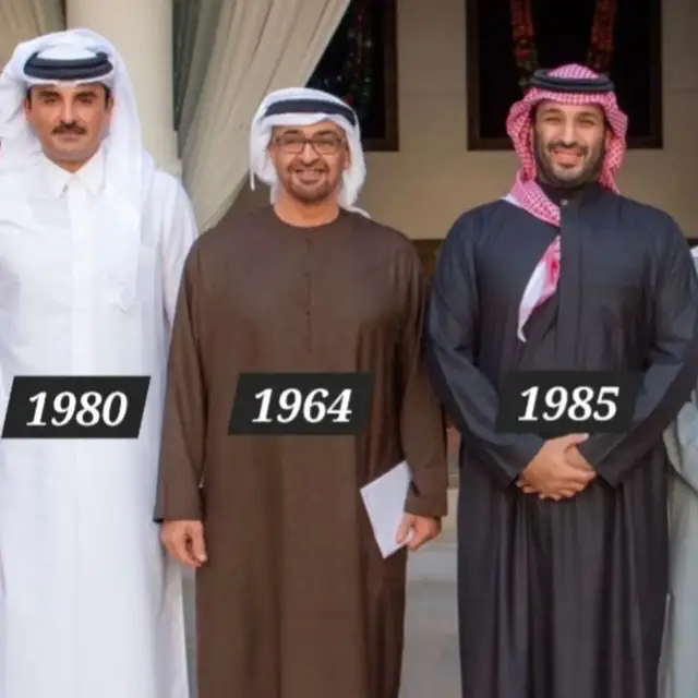 This Picture Depicts: 1. Mohammad Bin Salman.  Crown Prince Of Saudi Arabia  2. Mohammad Bin Zayed Al Nayhan.  Ruler Of Abu Dhabi And President Of UAE  3. Tamim Bin Hamad Al Thani.  Emir Kf Qatar #middleeast #saudiarabia #uae #qatar #mbs 