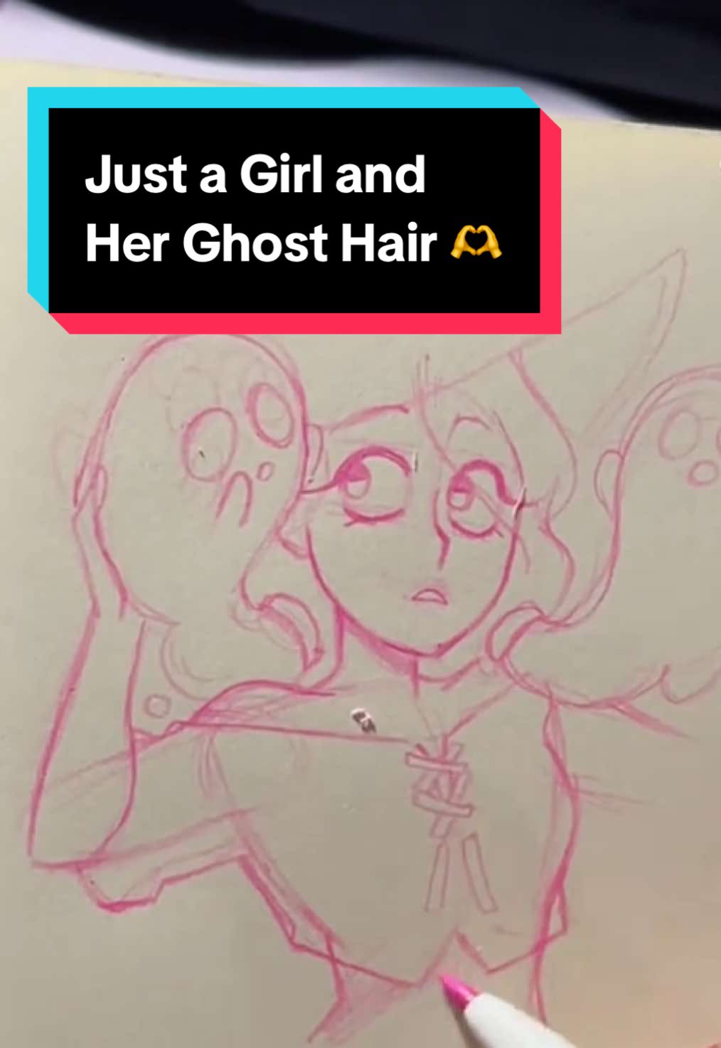 Drawing a character I made from a past Halloween as a morning warm up! I changed the little ghosts like 3 times u can see all them pencil lines (nothing markers and paint won’t fix 👀) might change them again when I color this soon!!! #art #artistsoftiktok #drawing #sketchbook 