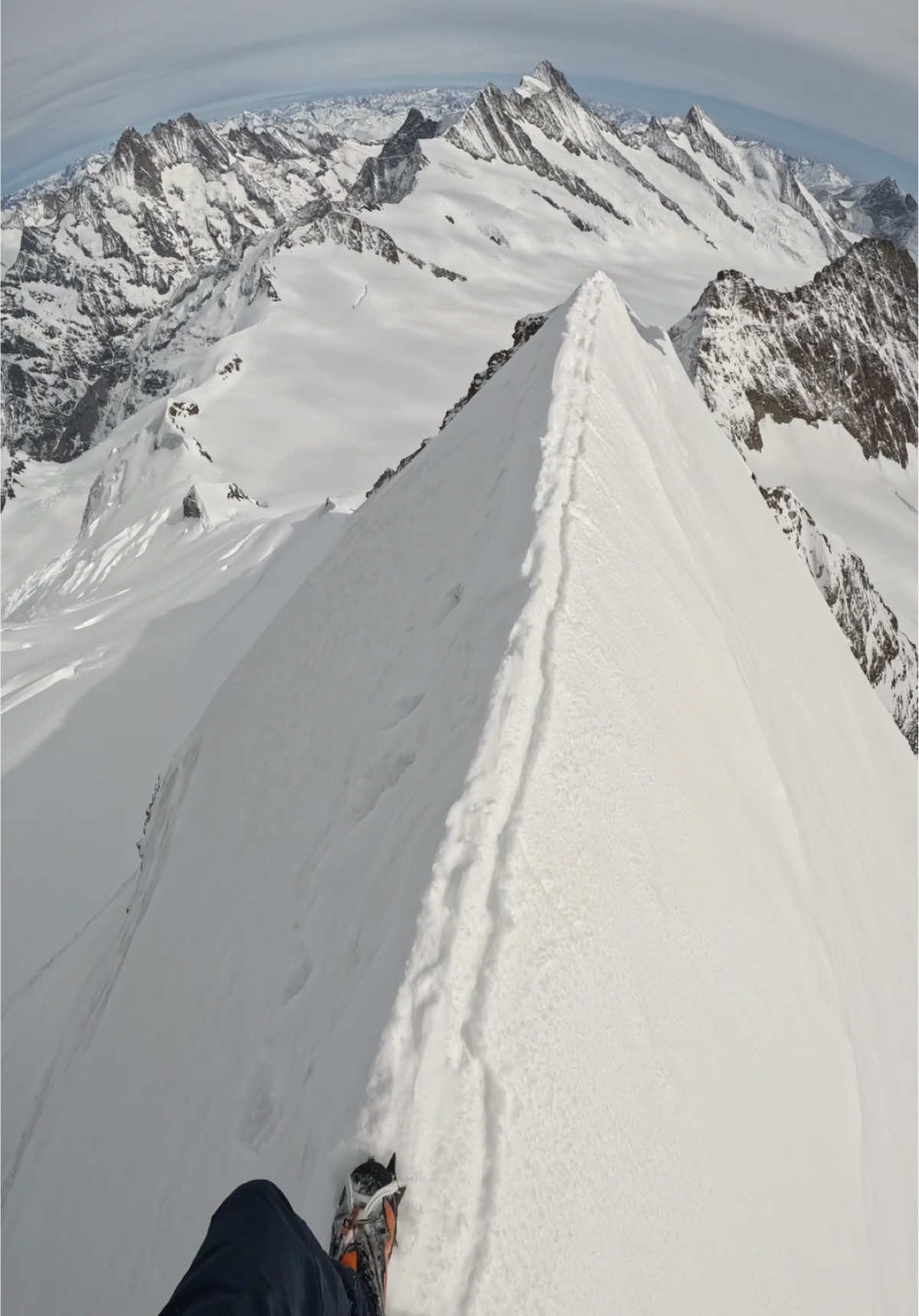 getting back down is the real challenge 🙂‍↔️😵 @Nicolas Hojac summits Mönch, a 4,110m peak in the Bernese Alps, Switzerland #mountains #mountaineering #Outdoors #redbull #givesyouwiiings 