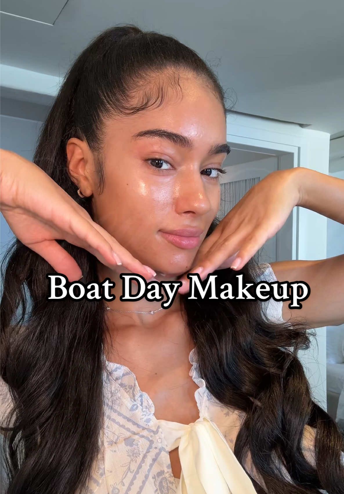 Boat day makeup in Santorini 🩵 All products linked in LTK✨ @SACHEU Beauty US lip stain @rhode skin  @Morphe Cosmetics @ILIA Beauty  #grwm #travel #makeup 