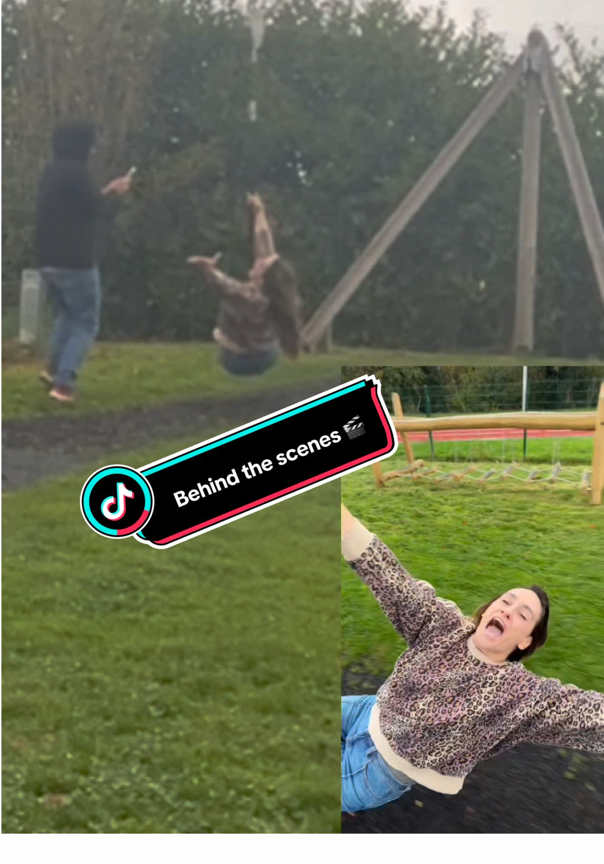 Behind the scenes of the latest reel! Hats off to my husband who ran beside me with the camera in the rain!🙈☔️😂❤️ #lipsync #grease #greasezipline #trend #bts 