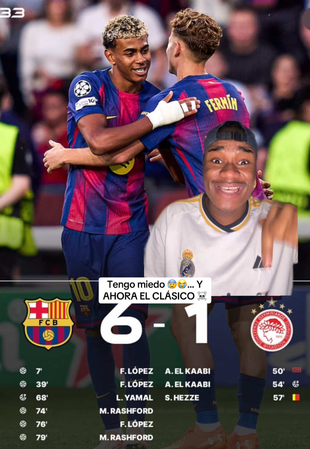 El Barça le mete 6 al Olympiacos ☠️ TENGO MIEDO DEL CLÁSICO #fcbarcelona #resumen #olympiacos #championsleague #lamineyamal  