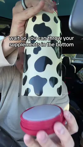such a nice cow water bottle and it has storage #zyn #waterbottle #supplements 