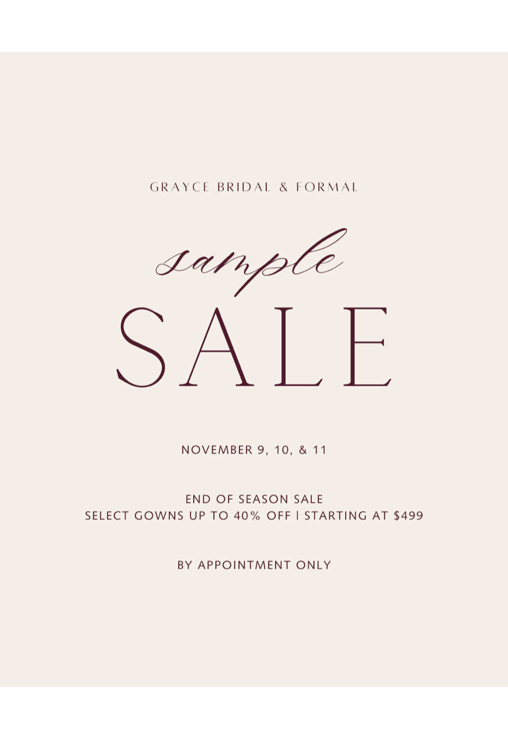 We’ve been training for this moment 💪🏼✨ Sample Sale Weekend | November 9–11. Three days of major savings — we’re stretching everything but the budget.