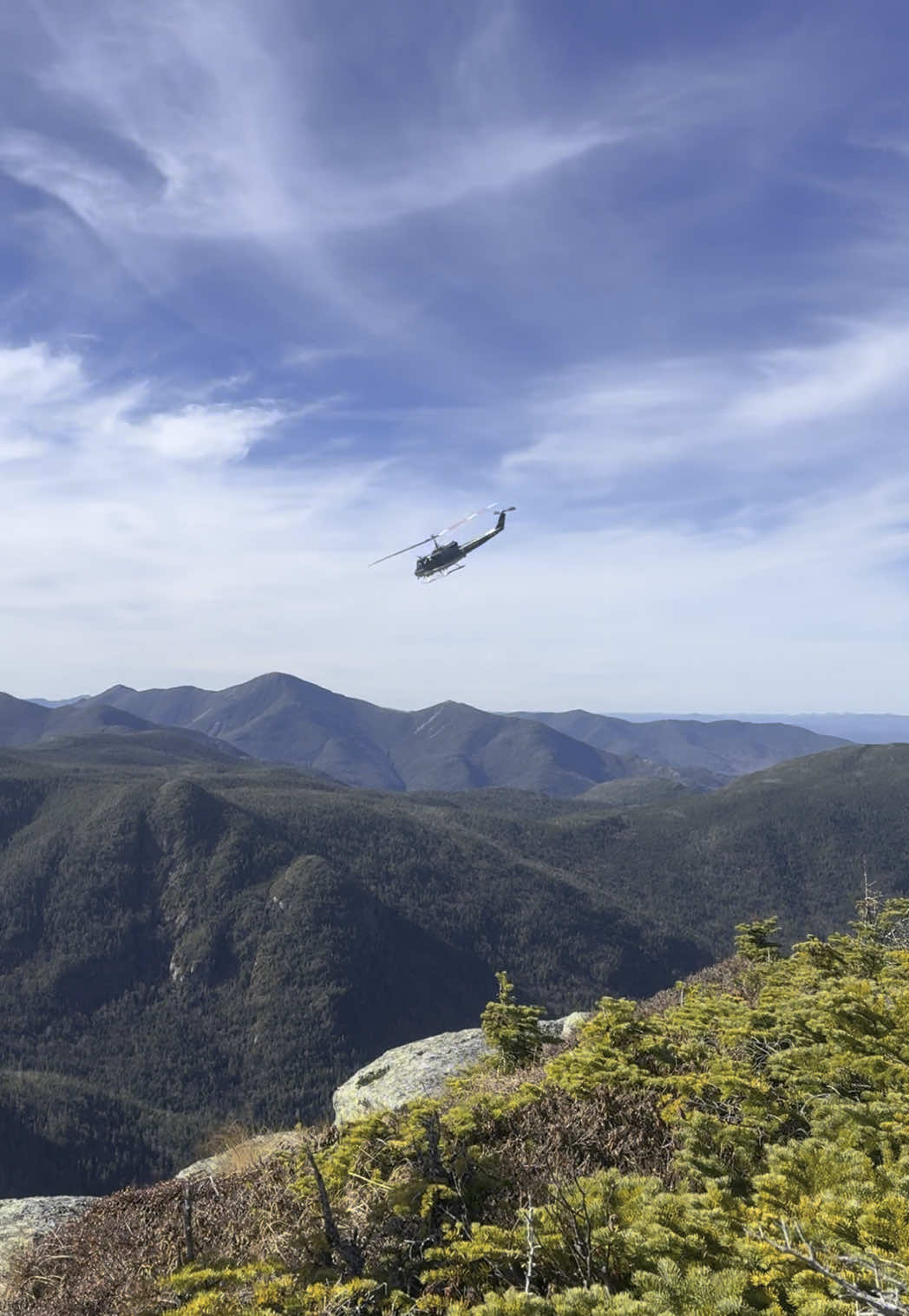 Saw a helicopter dropping off supplies on Basin from haystack and we made it over to Basin just in time for their final drop off of supplies! #ny #adk #habasa #basin 