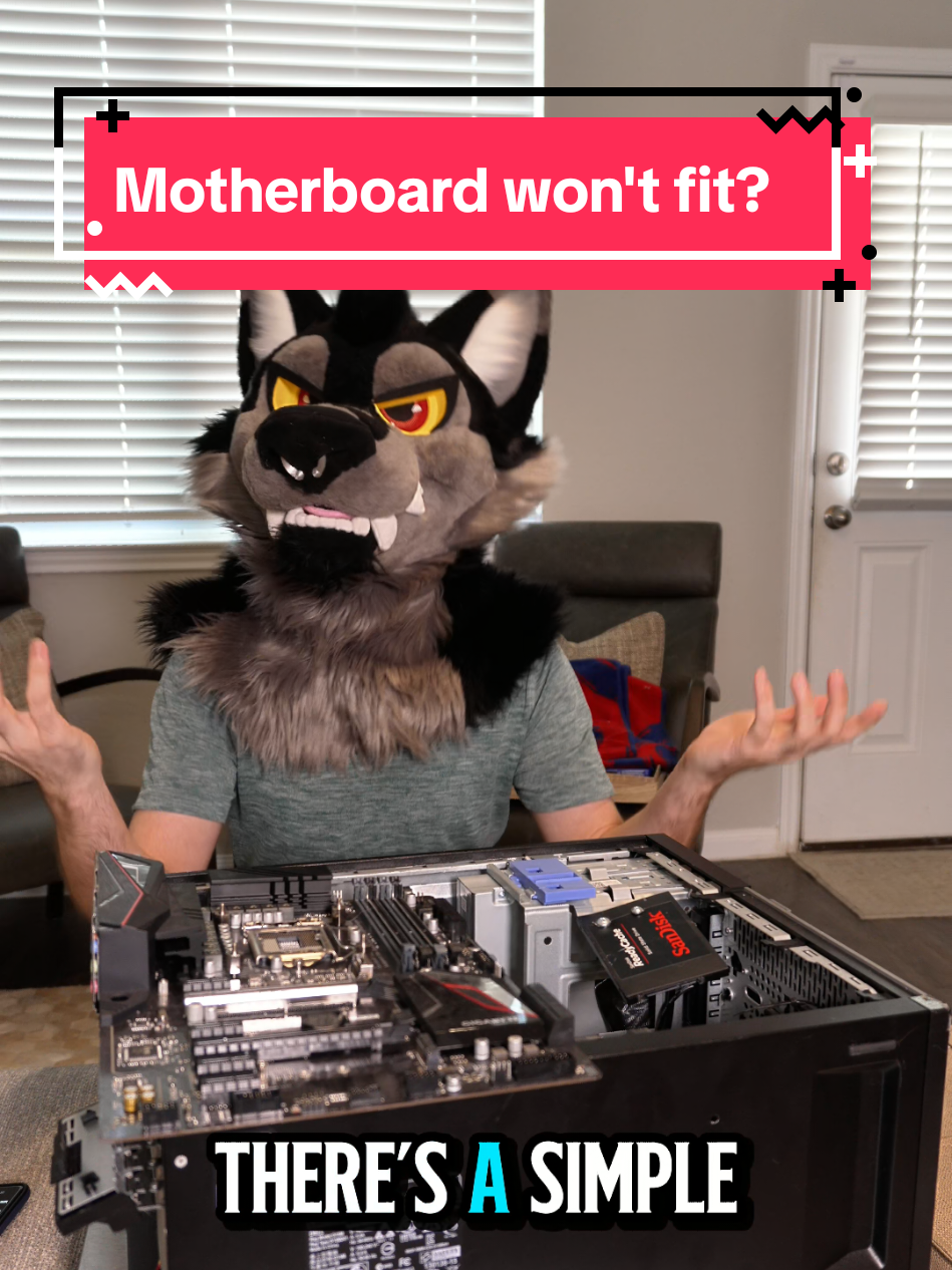 Motherboard won't fit in your computer case? Here is my simple solution that garuntees case and motherboard harmony 🥰 #furry #furryfandom #fursuit #techtok #techsupport 