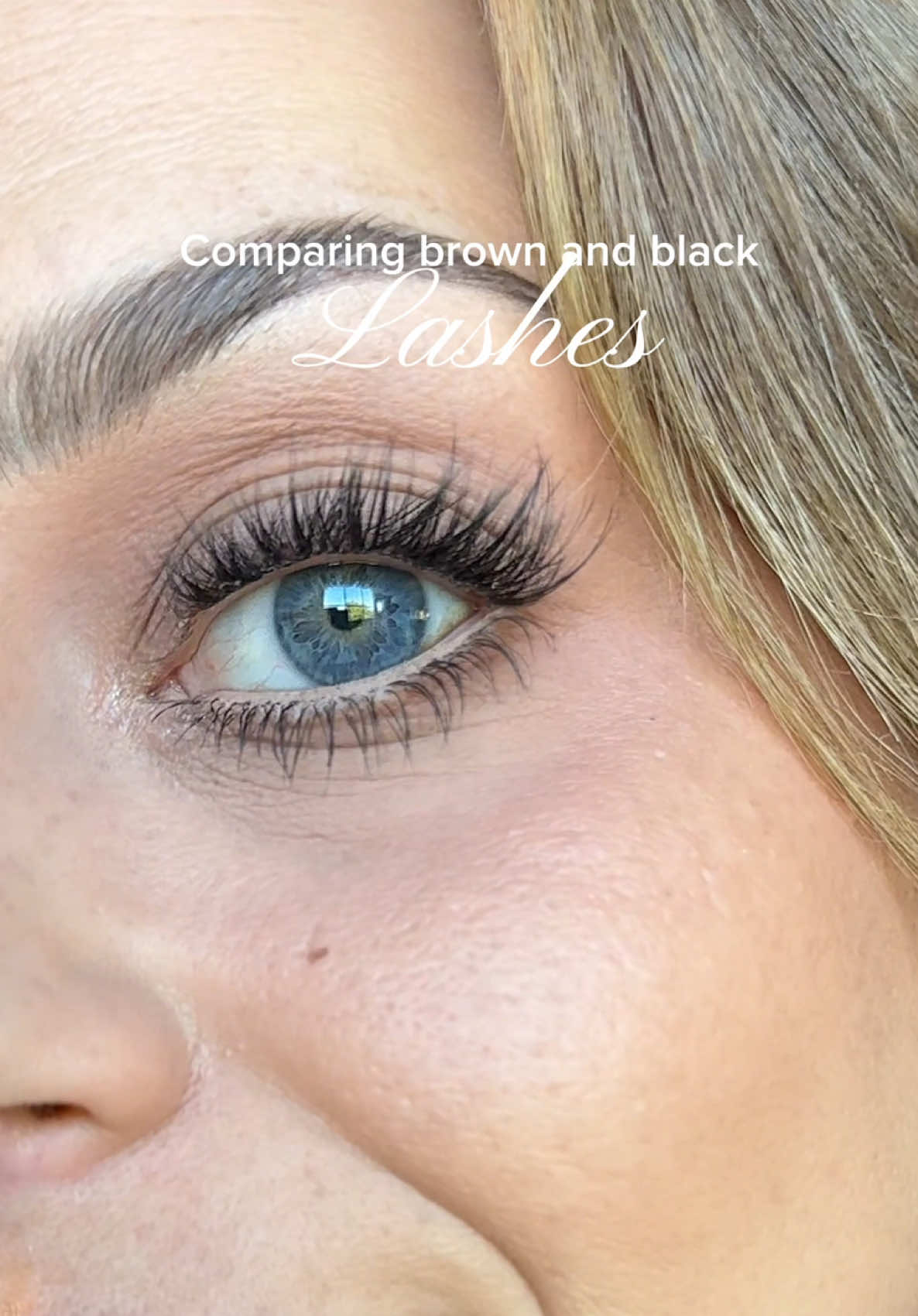 Comparing the brown and black “Velure” lashes 🤎🖤 Which is your fav?!  #lashextensions #lashclusters #athomelashextensions #brownlashes #makeup 