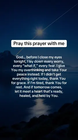 Before you sleep tonight, let this be your prayer. Lay it all down. The fear, the guilt, the overthinking, give it to God. He’s still working, even while you rest. #NightPrayer #FaithBeforeSleep #ChristianTikTok #PeacefulRest #GodsPeace