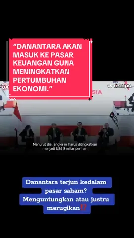 TEMPO.CO - Dalam salah satu berkas presentasinya, Rosan memaparkan sejumlah sektor yang akan disuntik oleh Danantara. Salah satunya adalah pendalaman pasar keuangan. Dengan kata lain, Danantara akan masuk ke pasar keuangan, termasuk bursa saham. Investasi ini bertujuan membuka akses pembiayaan alternatif dan berinvestasi pada aset luar negeri. Danantara melirik pasar saham setelah penempatan dana dividen BUMN di surat berharga negara atau SBN menuai kritik dari Menteri Keuangan Purbaya Yudhi Sadewa. Purbaya mendorong agar Danantara berinvestasi pada proyek-proyek yang bisa meningkatkan pertumbuhan ekonomi. Bukan menunggu pendapatan pasif, seperti investasi pada SBN atau surat berharga lain. #indonesia #danantara #kemenkeu #bursaefekindonesia #fyp 
