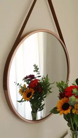 Espelho Adnet Couro Costurado Com Alça + Suporte 60cm 50cm 40cm 30cm Sala Quarto Banheiro Redondo. #casa #espelho #decoraçao #fy 