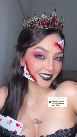 Respuesta a @Marisol Fuentes   Paso a paso de este maquillaje #halloween2025 #reinadecorazones #makeup 