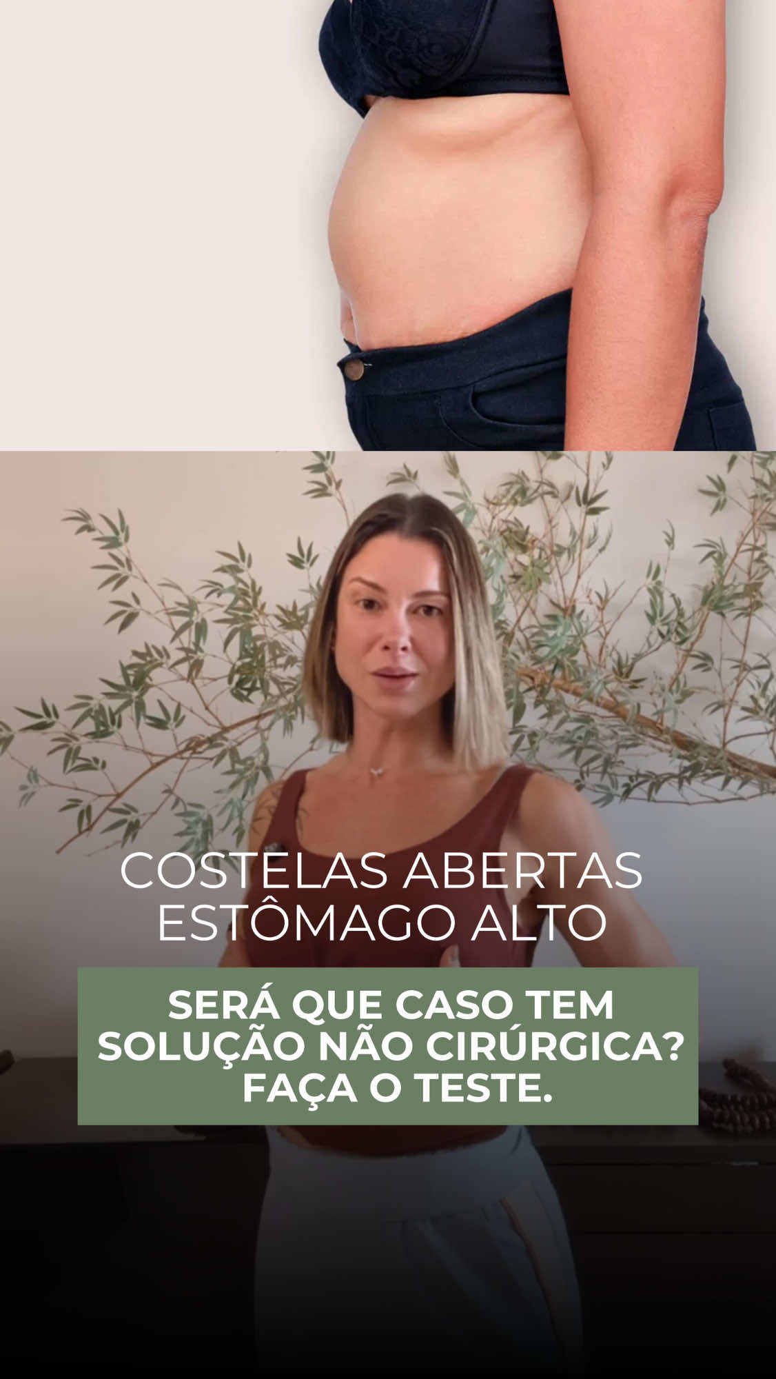 Você já se olhou no espelho e pensou: “Parece que eu tô sempre inchada…” Ou já ouviu alguém perguntar se você está grávida, quando na verdade é só o estômago alto?  Muitas mulheres passam por isso e acham que é só gordura ou inchaço, mas nem sempre é. Em vários casos, o que parece “barriga alta” é o resultado de costelas abertas e desorganização do centro do corpo. Nesse vídeo, eu ensino um teste rápido pra você descobrir se esse volume vem das costelas. Faz o teste junto comigo e me conta o resultado nos comentários 👇 Se der positivo, é sinal de que o seu corpo precisa de reorganização, não de mais dieta. Clique no link da bio e agende sua consulta para diagnóstico, eu te ajudo a entender o que realmente está por trás do seu estômago alto. 🔗