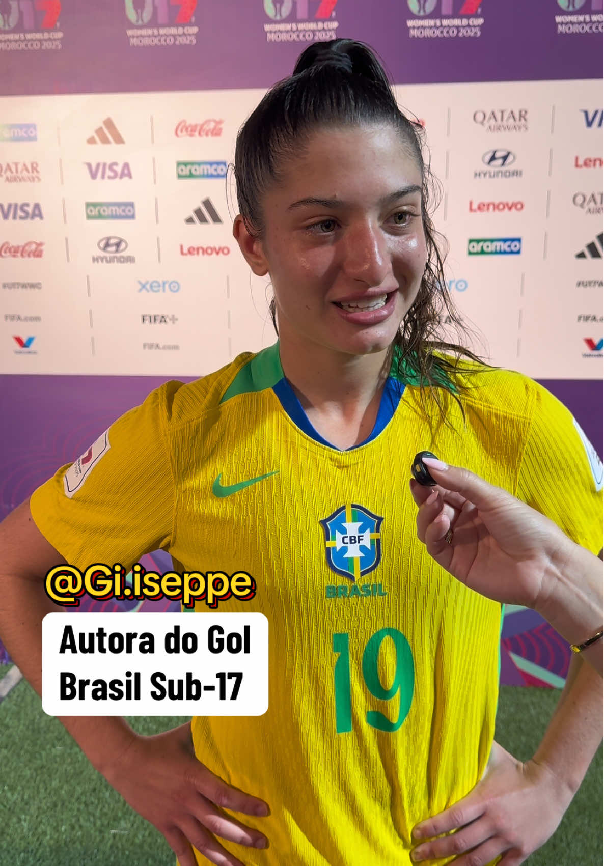 @Gi.iseppe autora do gol de hoje aqui na Copa do Mundo Feminina Sub-17 da FIFA Marrocos 2025™ 🇲🇦 o Brasil empatou 1x1 contra Costa Rica!  #U17WWC #futebolfeminino  DreamsInTheMaking™ @