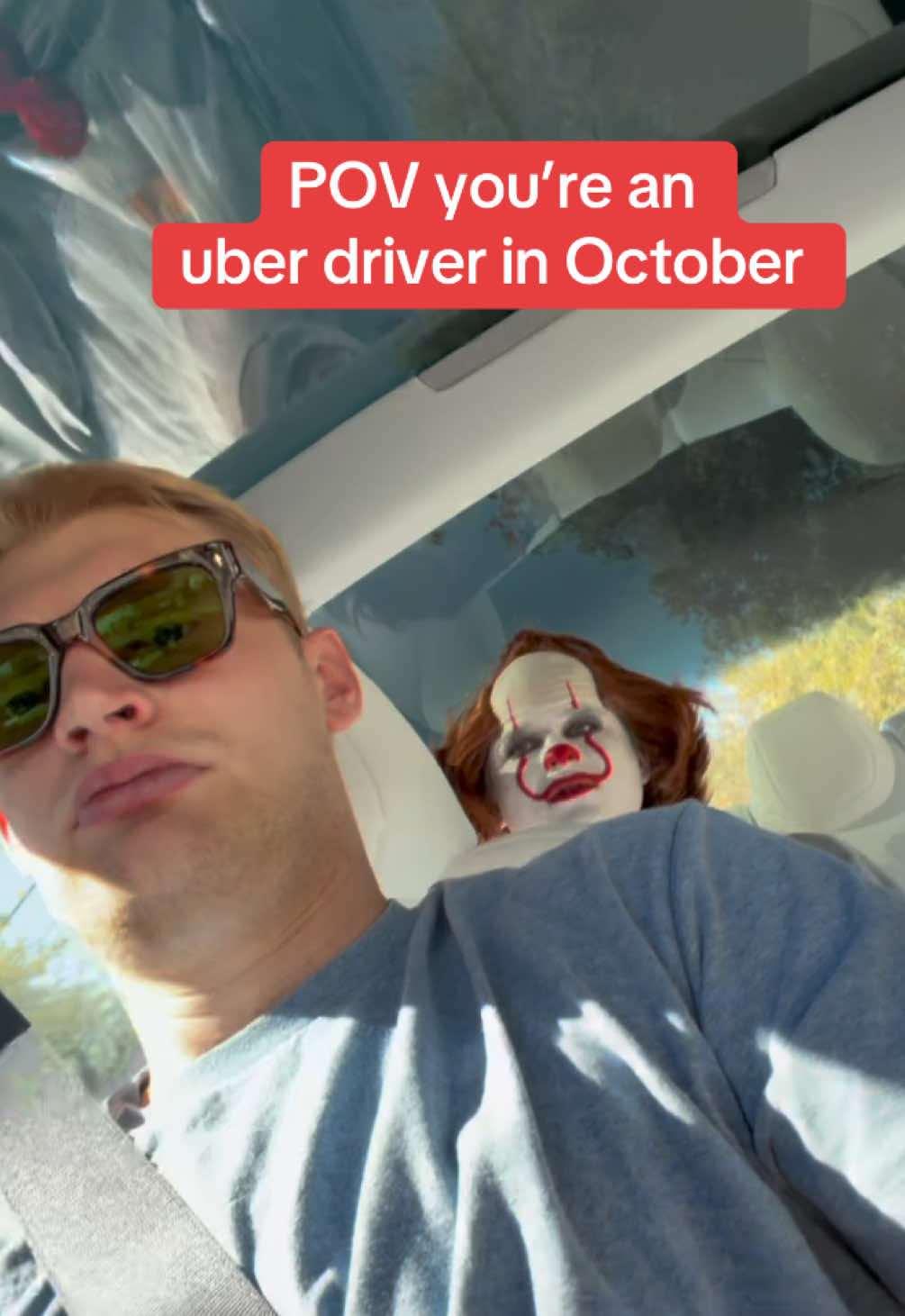 He gave me 5 stars… #skit #relatable #uber #uberdriver #pennywise 
