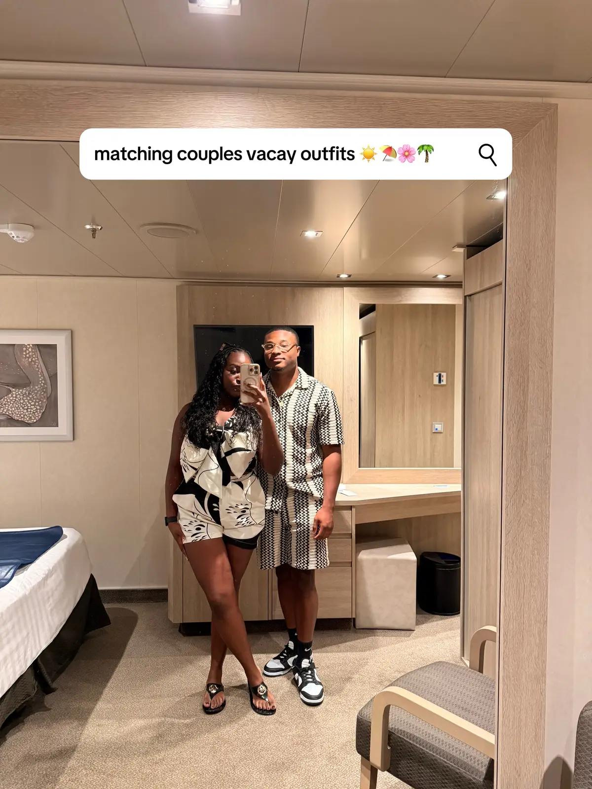 Love me a color coordination ☀️🌴 #vacation #couplesoutfit #cruise #matchingoutfits #fyp