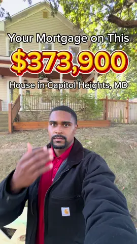 Here is what your mortgage payments will look like on this $374,900 property in Capitol Heights, MD This property features 🛏️ 3 Bed 🛁 2 Bath 📐  1,760 Sq Ft 👥 Exclusively listed by Christian Givens (@Christian Givens | REALTOR® ) of SERHANT  Comment your favorite part of the house below 👇🏾