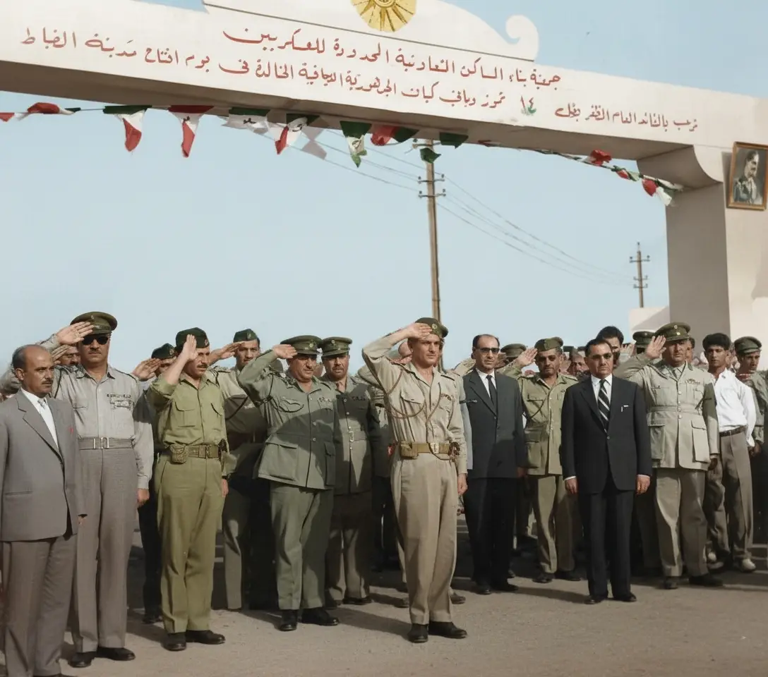 صورة نادرة جداً للزعيم عبد الكريم قاسم في يوم افتتاح مدينة الضباط