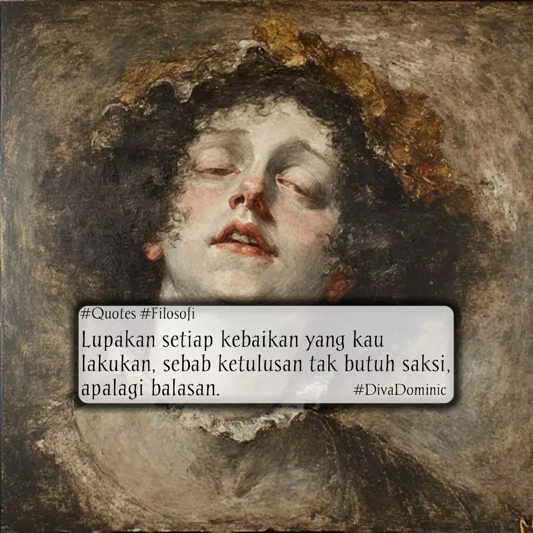 Aku belajar, bahwa tidak semua kebaikan perlu dikenang — cukup dilakukan tanpa pamrih. Namun setiap kebaikan yang datang padaku, akan selalu kuingat, sebagai pengingat bahwa hidup ini masih menyisakan lembutnya kasih manusia. #DivaDominic #Filosofi 