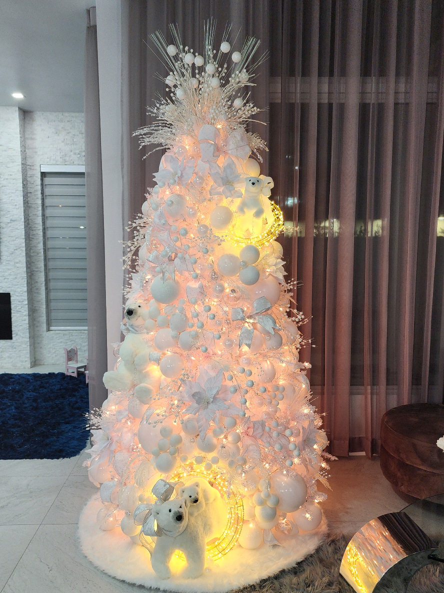 Decoración de Arbol Navidad, Todo blanco 😍!!! #christmasdecor #christmastree #christmas #christmasdecor @Laylien Souza Rodríg 