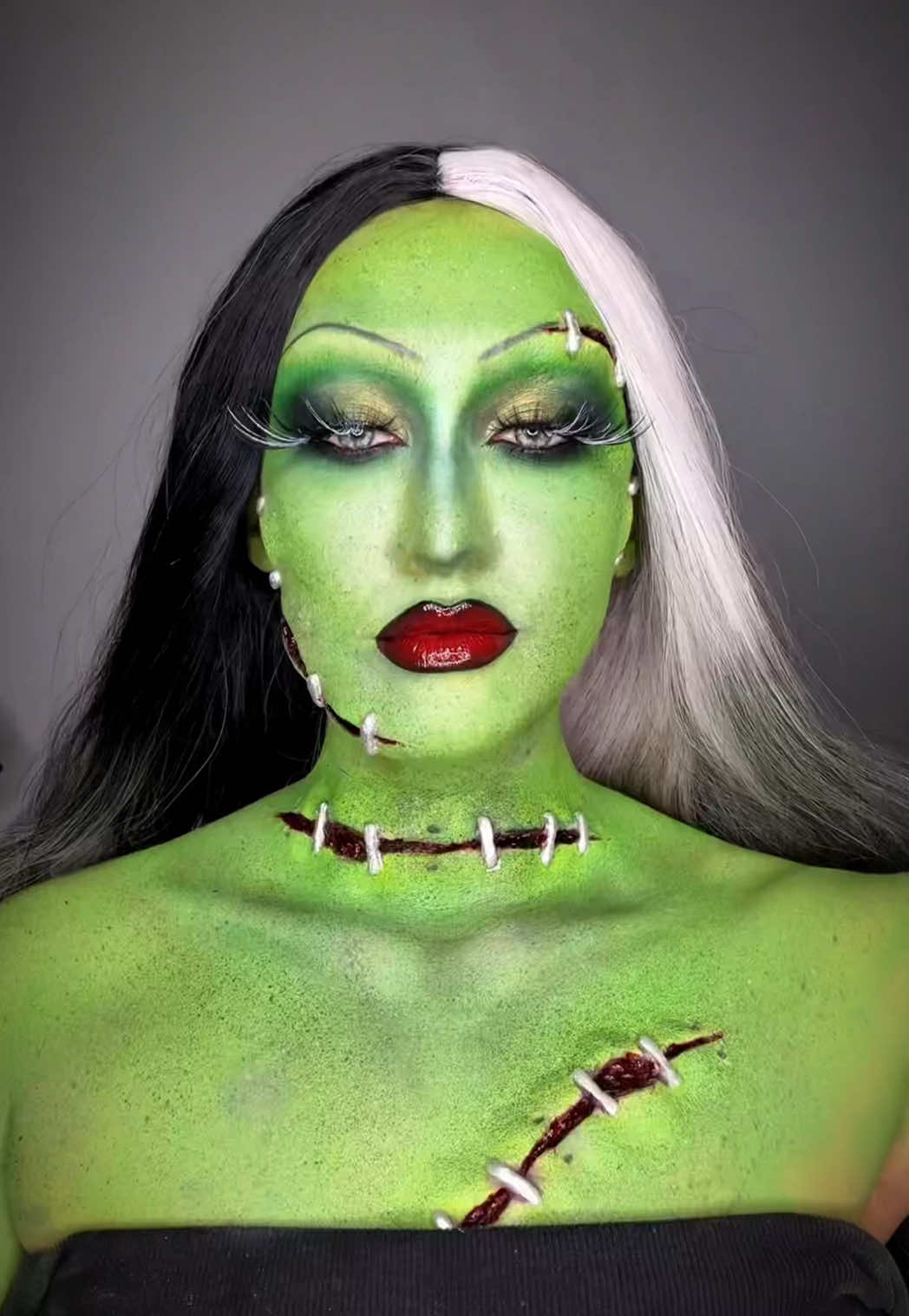 Frankenstein’s best creation yet 🤑 #halloweenmakeup #frankensteinmakeup #halloweencostume #makeuptransformation #sfxmakeup