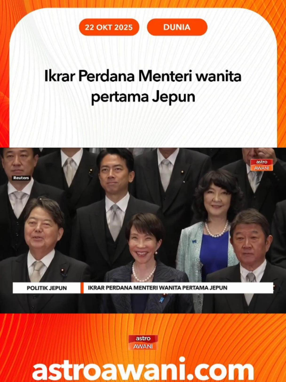 Sanae Takaichi berikrar membina Jepun yang kuat, memulihkan ekonomi, dan memperkukuh keselamatan negara sambil menjalin hubungan erat dengan Amerika Syarikat di bawah pentadbiran Donald Trump. #AWANInews