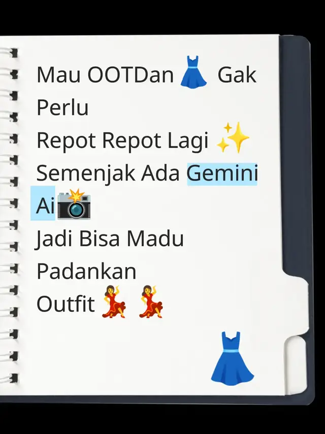 pokonya sekarang gak perlu pusing pusing lagi pake outfit apa kalo mau ootd an #promptgeminiaicopypasttext #prompt #geminiai #berbagiprompt #geminiaitrend 