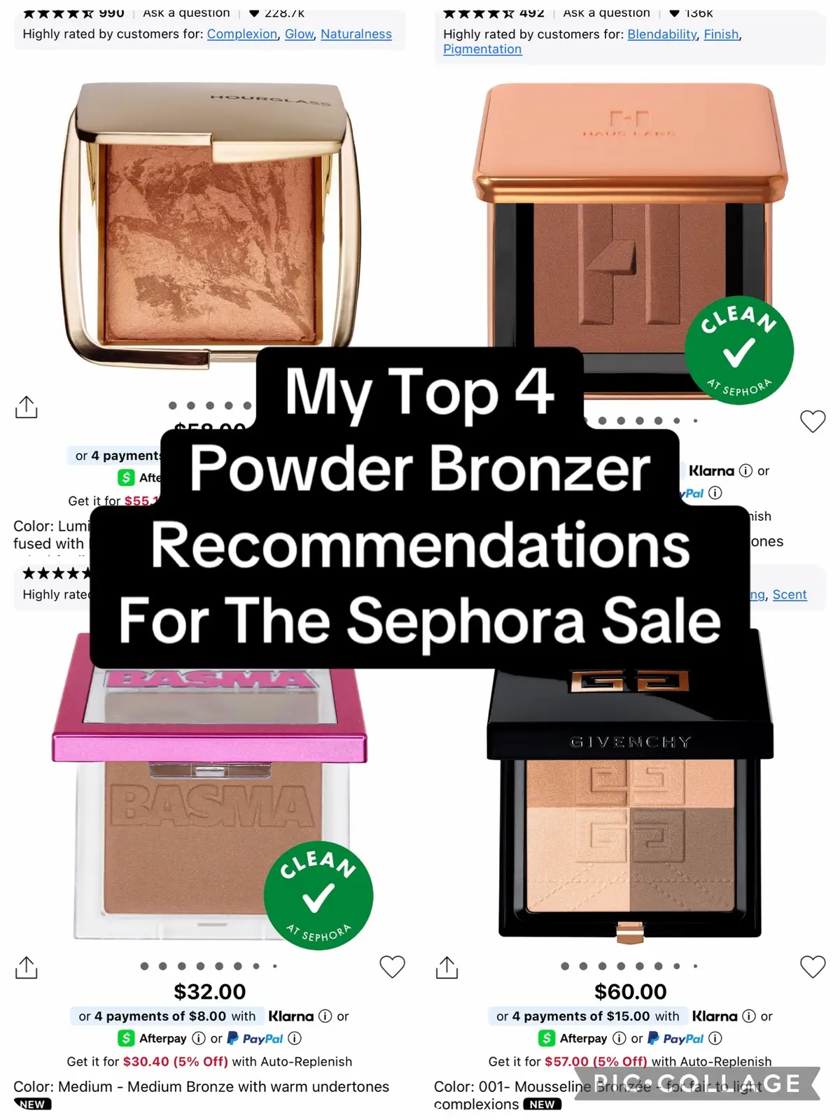 My top 4 powder bronzer recommendations for the Sephora sale! It’s so hard to find a good powder bronzer that isn’t orange, muddy, or patchy but these are all perfect!  @Hourglass Cosmetics @Givenchy Beauty @Haus Labs @BASMA Beauty  #makeup #beauty #viralbeauty #BeautyReview #powderbronzer  Beauty  Beauty review  Makeup  Makeup  review  Makeup tok Beauty recommendations  Makeup recommendations  Powder bronzer Bronzer  Favorite bronzer Sephora sale Fyp for you page Basma bronzer Hourglass bronzer Givenchy bronzer Haus labs bronzer 
