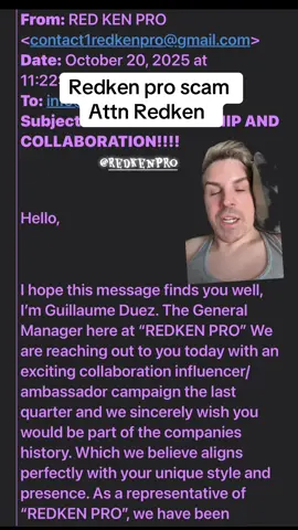 Psa Redken pro scam emails  @Redken @Redken Pro @RedkenUKI  . #scamemail #redkenpartner #redkenpro #redkenprotok #greenscreen 