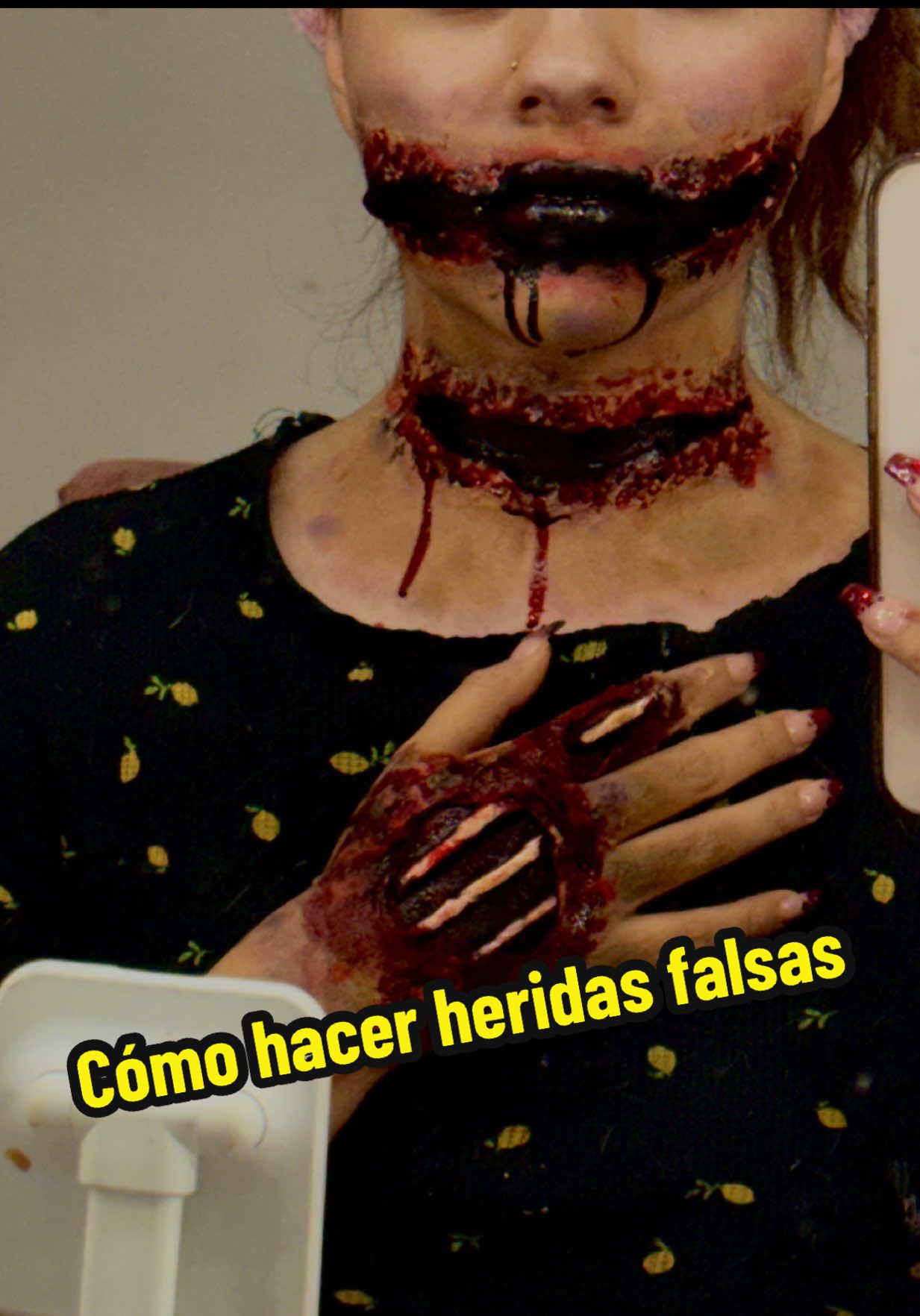 ¿Cómo hacer heridas para disfraces de Halloween? #heridasfalsas #maquillajehalloween #makeuptutorial #halloweenlook 