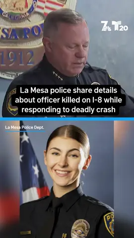 A 25-year-old La Mesa police officer was struck and killed on Interstate 8 Monday night while out of her patrol car to provide aid to others involved in a deadly crash. At a news conference Tuesday honoring Officer Lauren Craven, Chief of Police Ray Sweeney shared a message the fallen officer wrote while in the process of being hired by the La Mesa Police Department: 