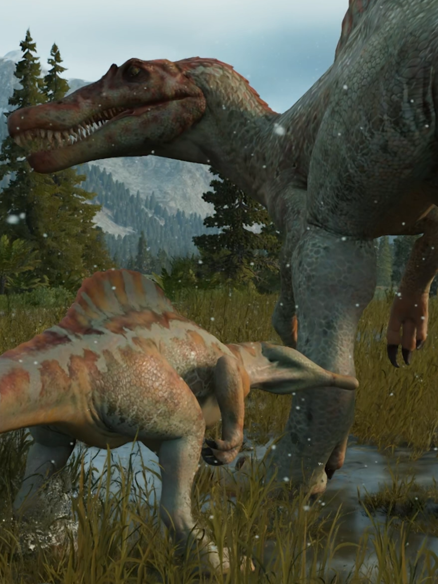 Baby SPINO playfully nibbles on his dad’s leg 🦖 - Jurassic World Evolution 3 #jurassicworldevolution3 #jurassicworld #jwe3 #jurassicpark #spinosaurus #spino