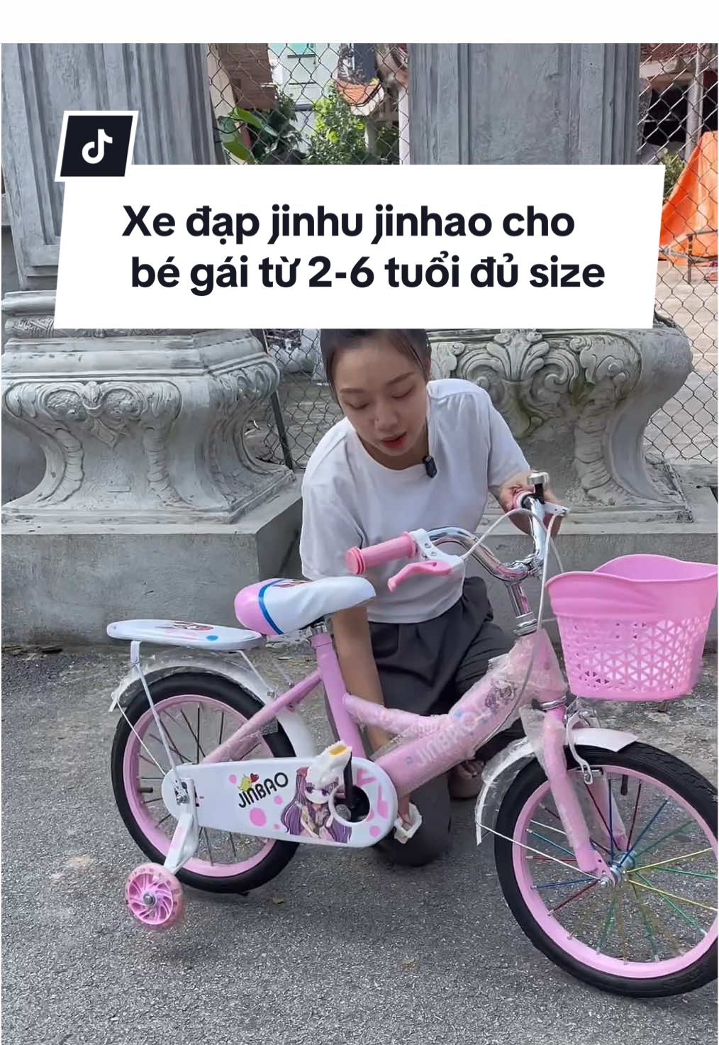 Xe đạp jinhu jinhao cho bé gái từ 2-6 tuổi đủ size màu hồng tím #xuhuong #xedapjinhujinhao #khosihoado #mevabe #xedapchobegai 