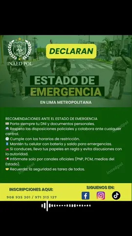 🚨 RECOMENDACIONES 🚨 🪪 Lleva siempre tu DNI y documentos personales. 🚔 Coopera con el personal policial en los puntos de control. 🕐 Respeta las restricciones y el toque de queda. 🚗 Si conduces, ten tus papeles al día y evita discusiones. 📱 Mantén tu celular cargado para emergencias. 📢 Infórmate solo por canales oficiales.#PNP #policianacionalperu #serviciopolicial #derechopolicial #SeguridadCiudadana 
